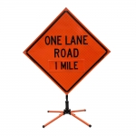 Roll Up Sign & Stand - 48 Inch Reflective One Lane Road 1 Mile Roll Up Traffic Sign